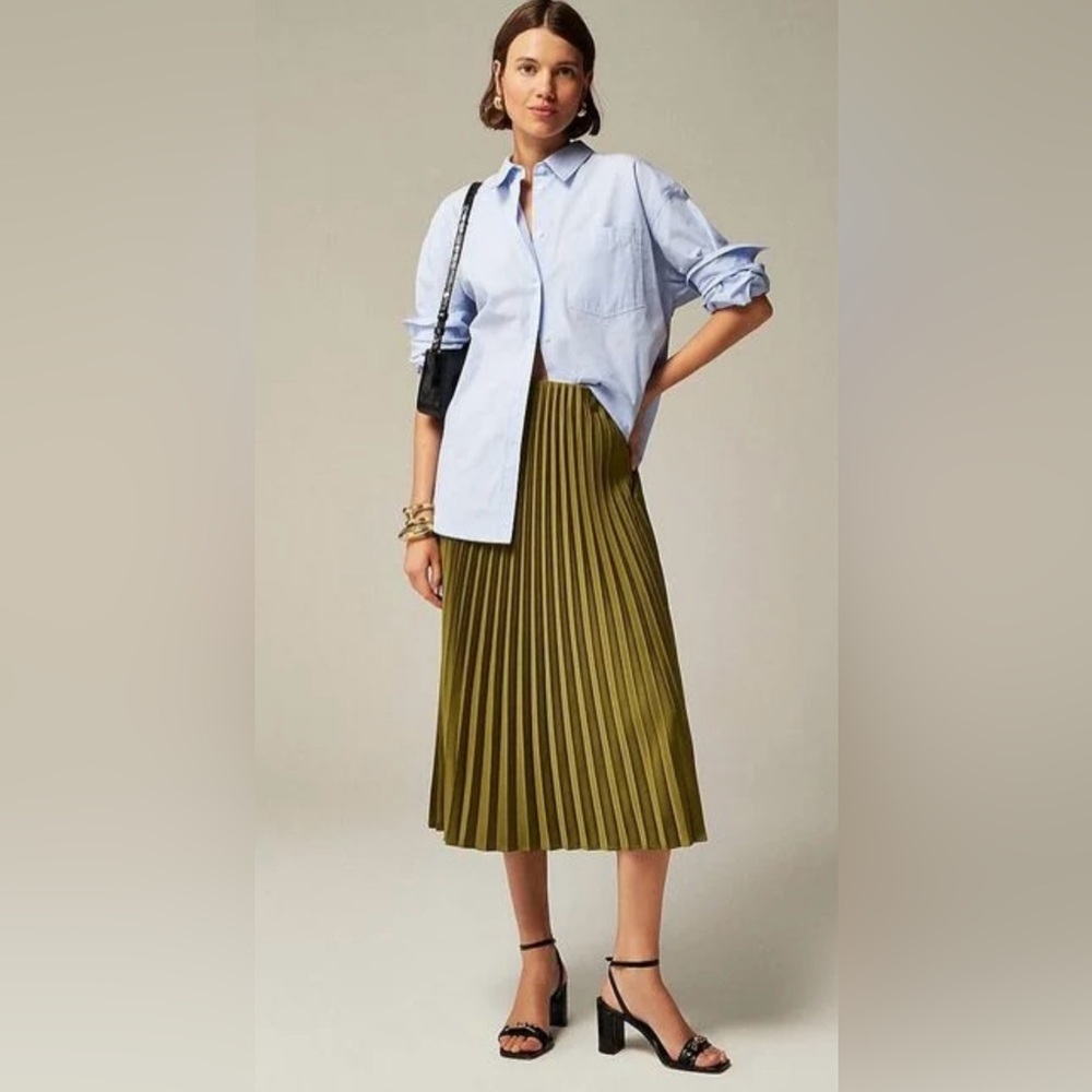 J.Crew Gwyneth pleated slip skirt in green